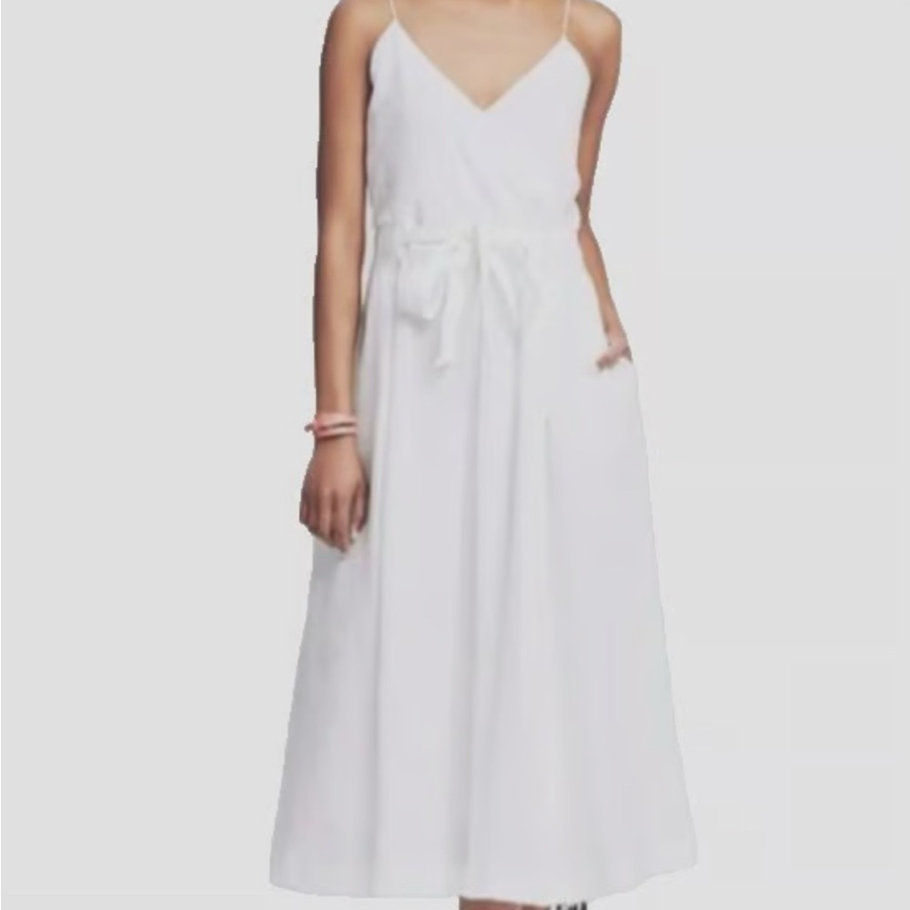 Banana Republic 100% Linen Midi Dress Sz 0 Strappy Poplin Quiet Luxury Lagenlook